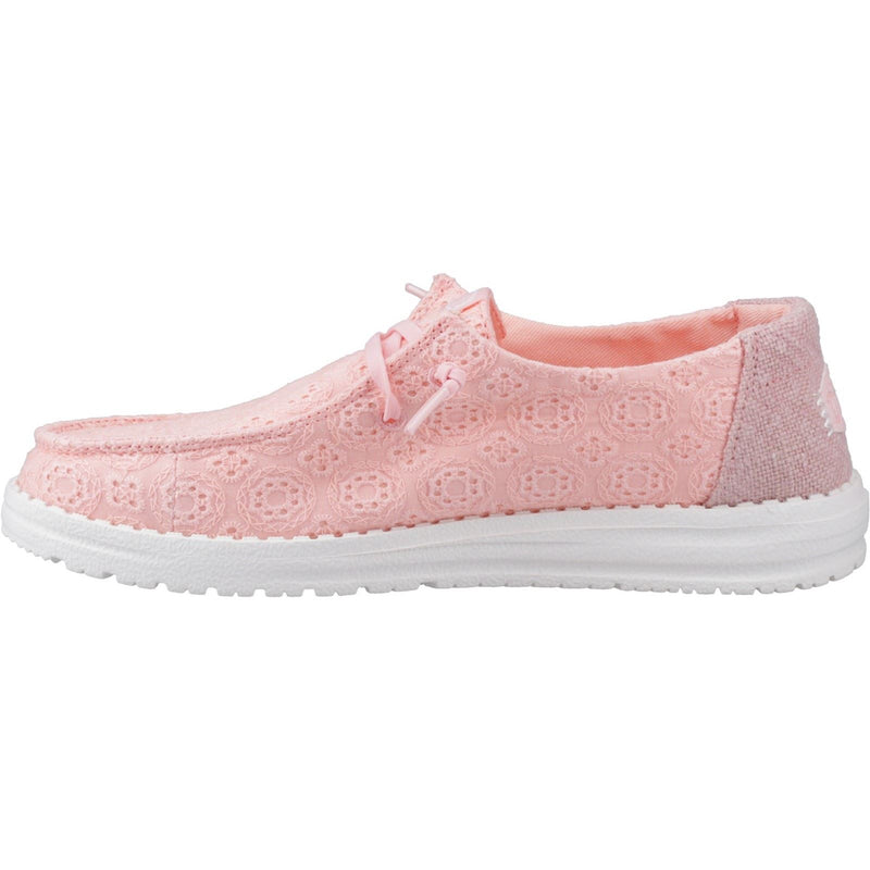 HEYDUDE Wendy Eyelet Lace Chaussures Mocassins Pour Femmes En Mélange De Coton Rose Pâle