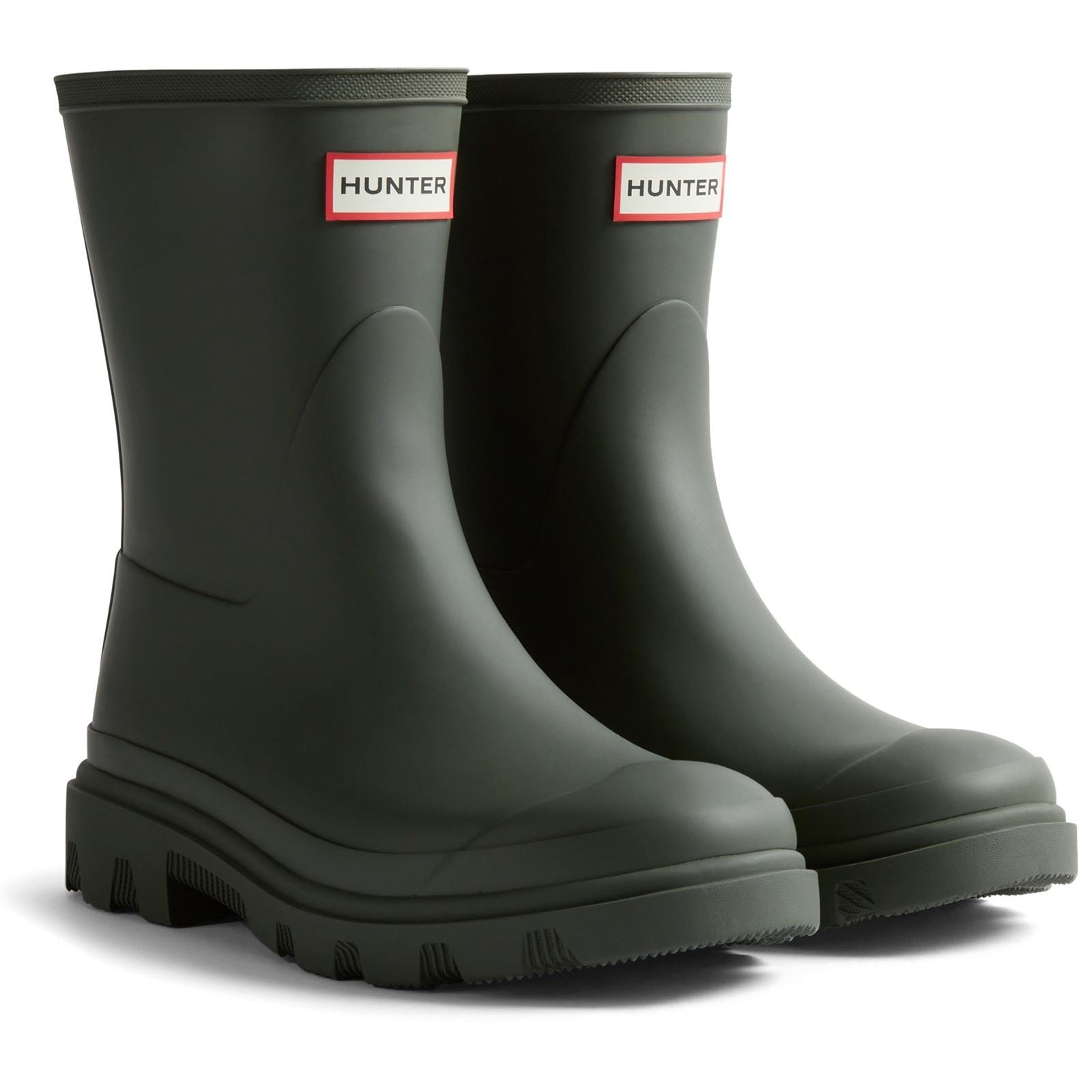 Hunter Downpour Short Boot Bottes En Caoutchouc Pour Femme De Couleur Olive Foncée