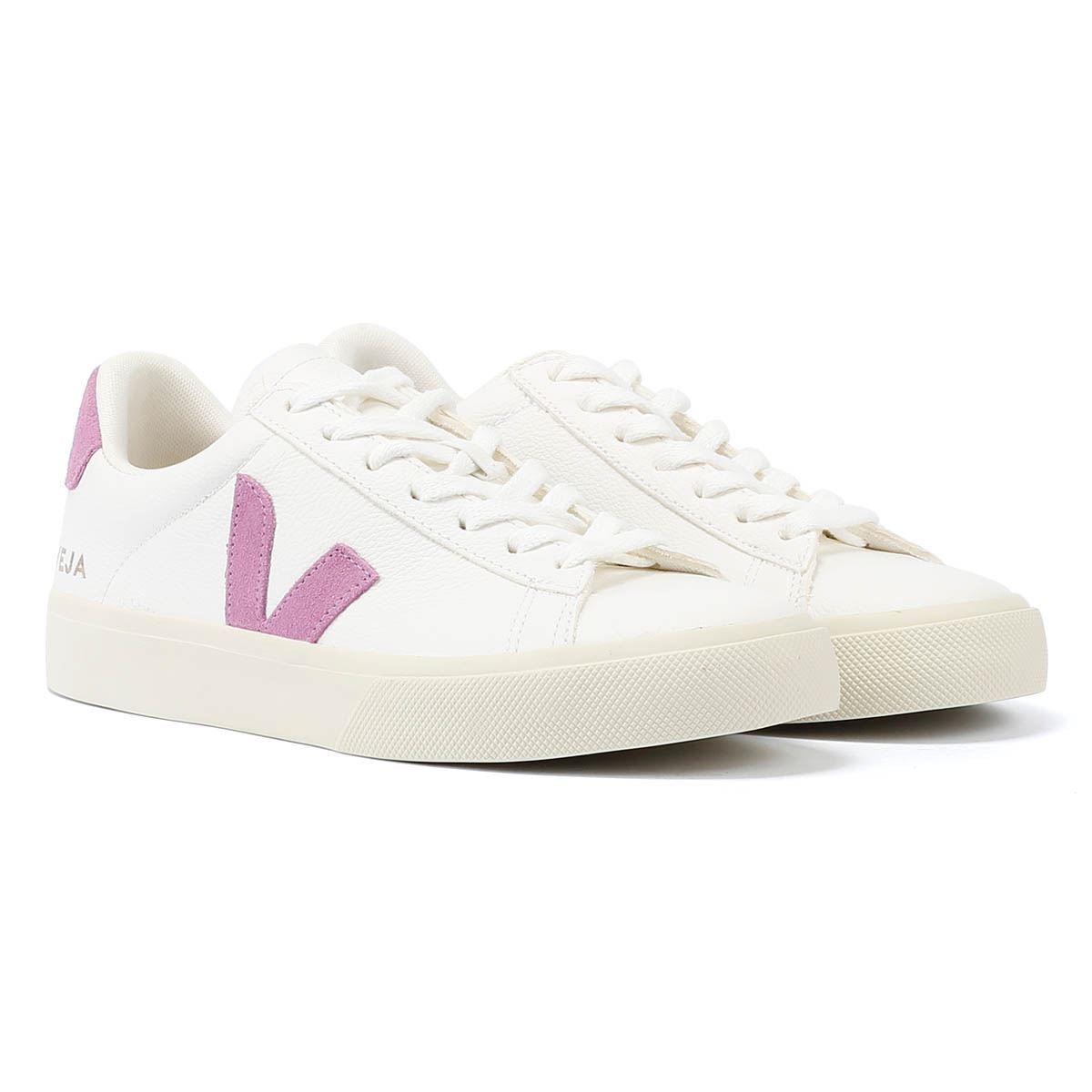 Veja Campo Baskets En Cuir Blanc/Mûre Pour Femmes