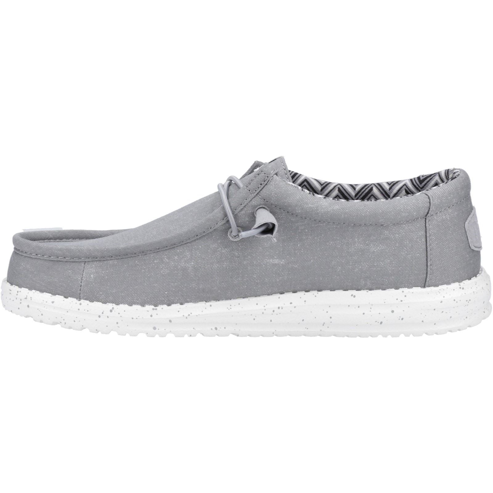 HEYDUDE Wally Canvas Chaussures Bateau Pour Hommes En Coton 100 % Gris Clair