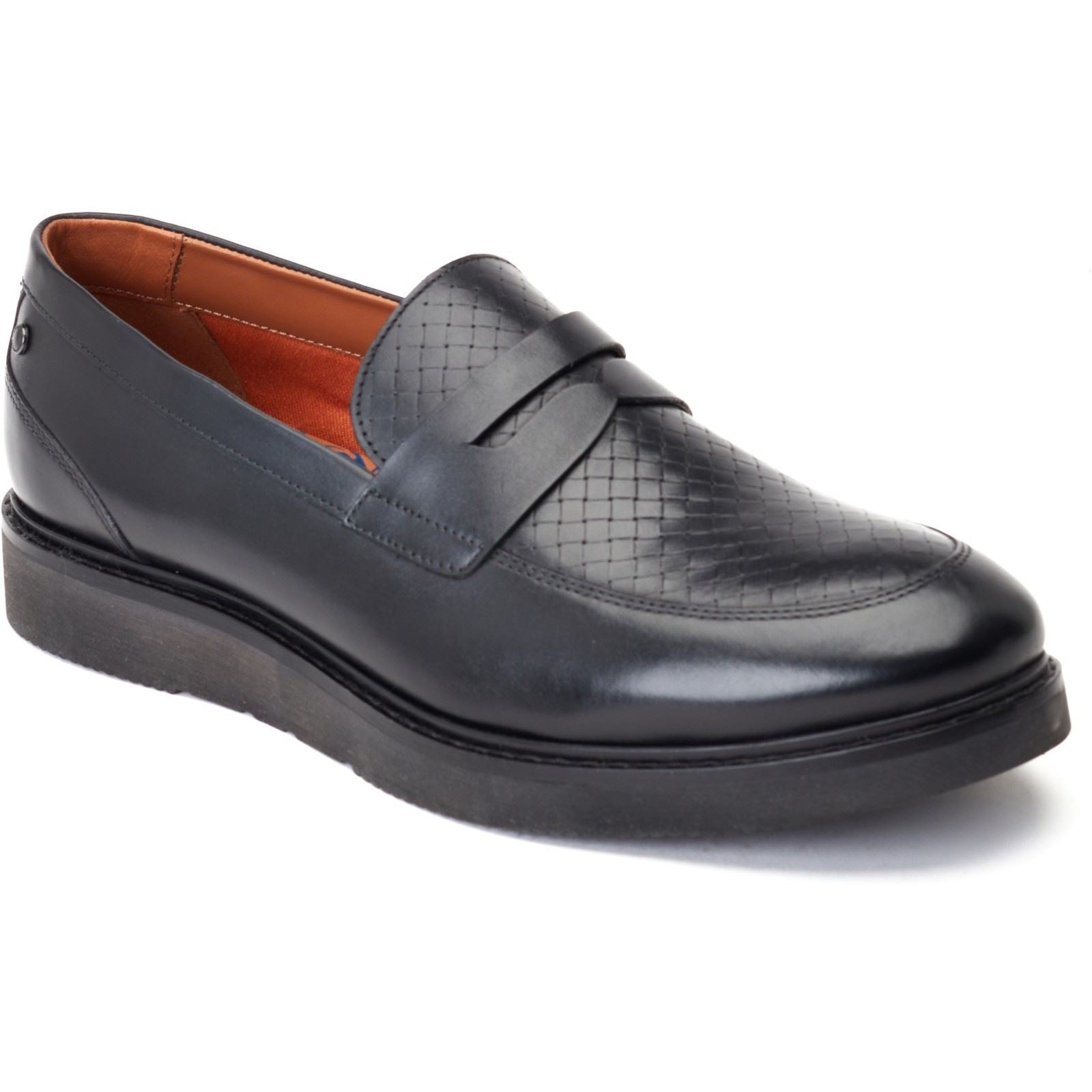 Base London Sid Mocassins Noirs En Cuir Pour Hommes