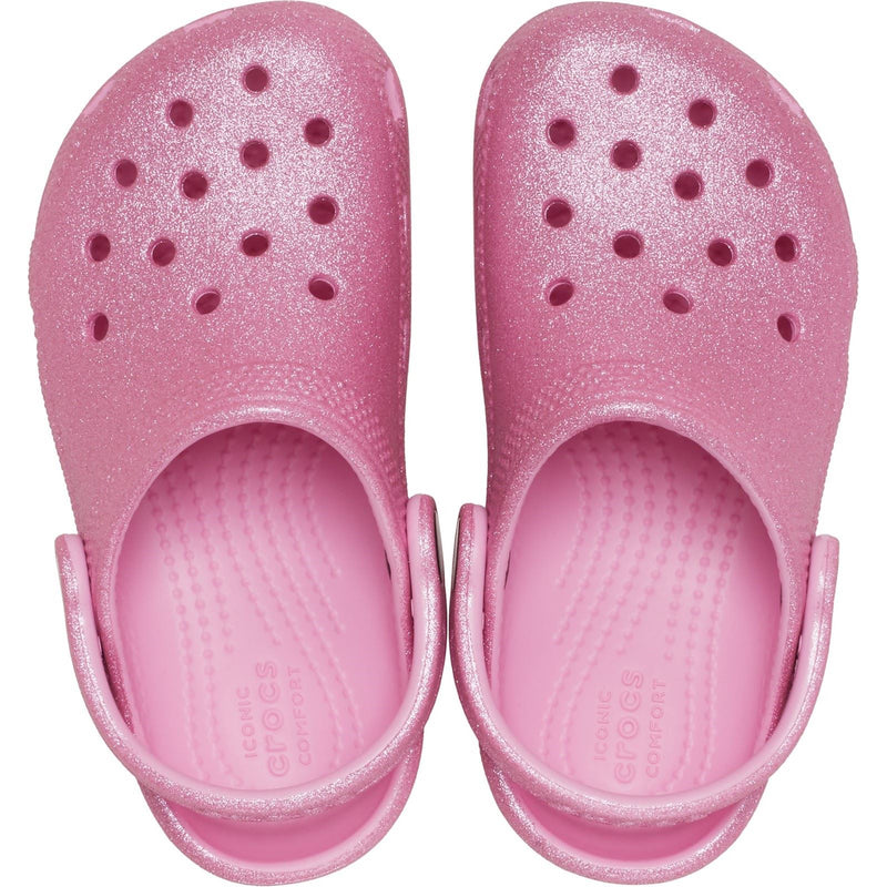 Crocs Classic Glitter Mocassins En Tweed Rose Brillant En Thermoplastique