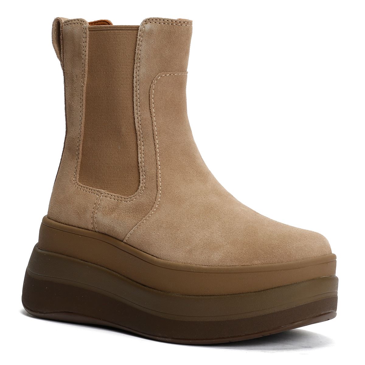 FitFlop F-Mode Bottes Beiges Pour Femmes En Suède