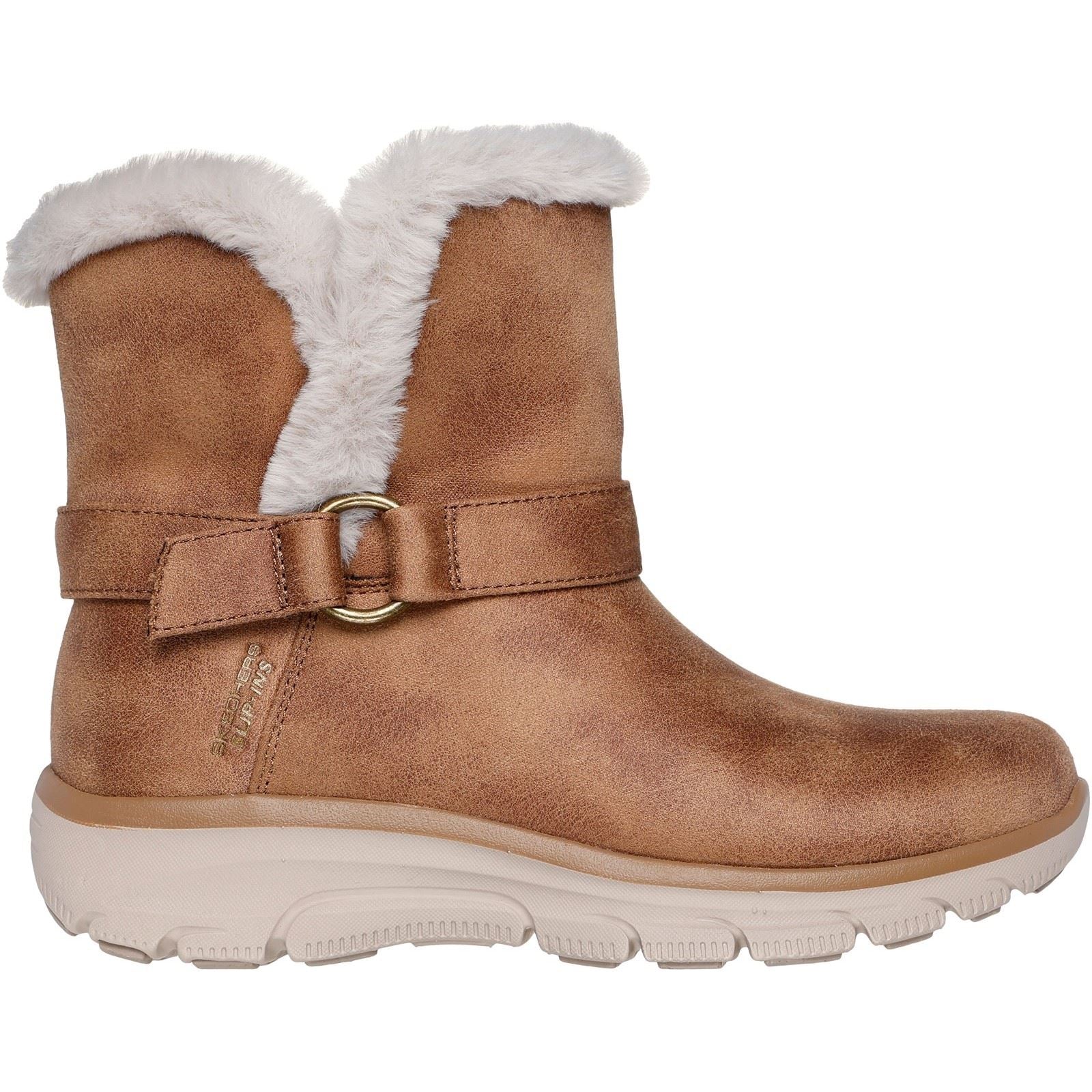 Skechers Easy Going Dreamers Move Chaussures De Cheville D'hiver Pour Femmes En Toile Couleur Châtaigne