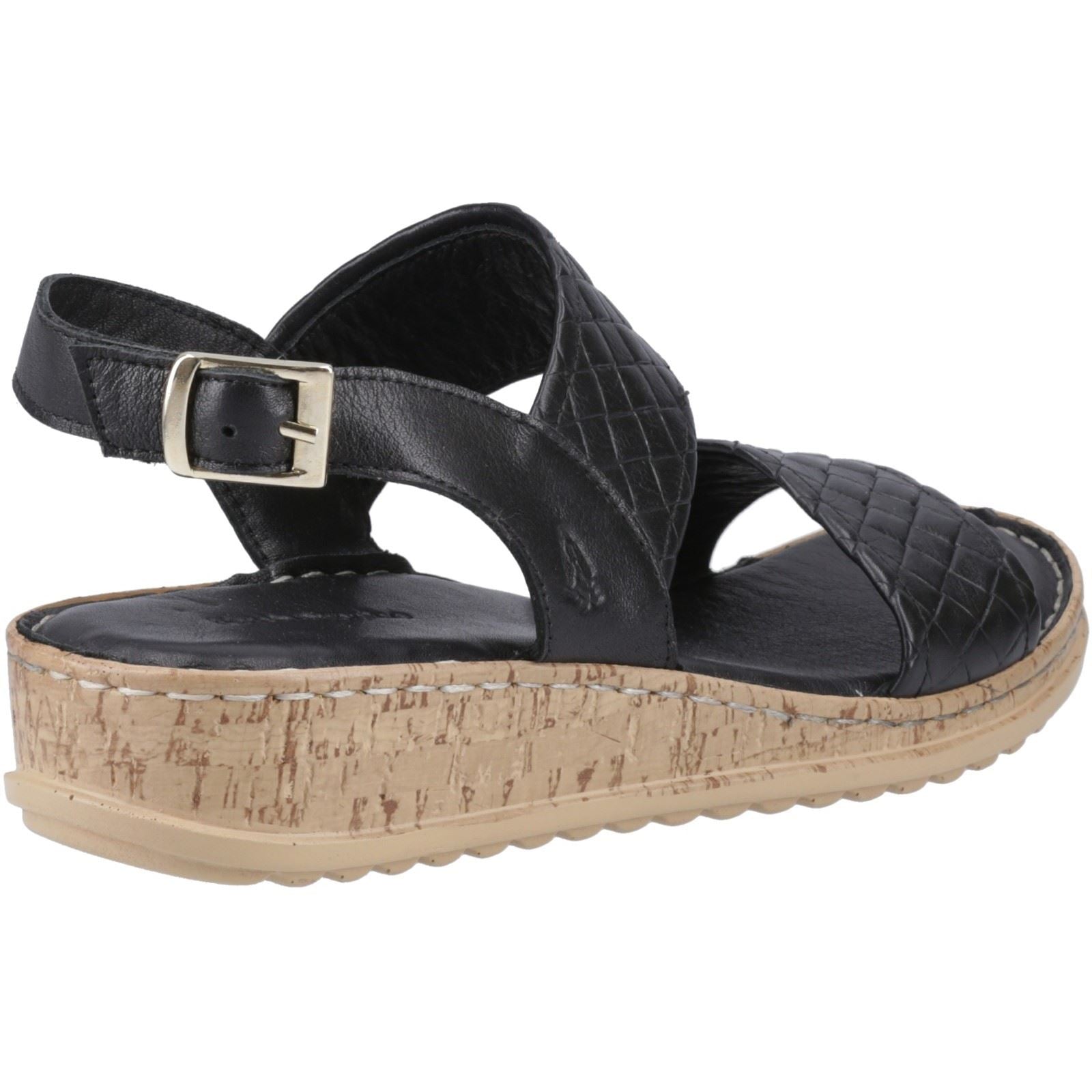 Hush Puppies Ebony Woven Sandales Noires Pour Femmes En Cuir