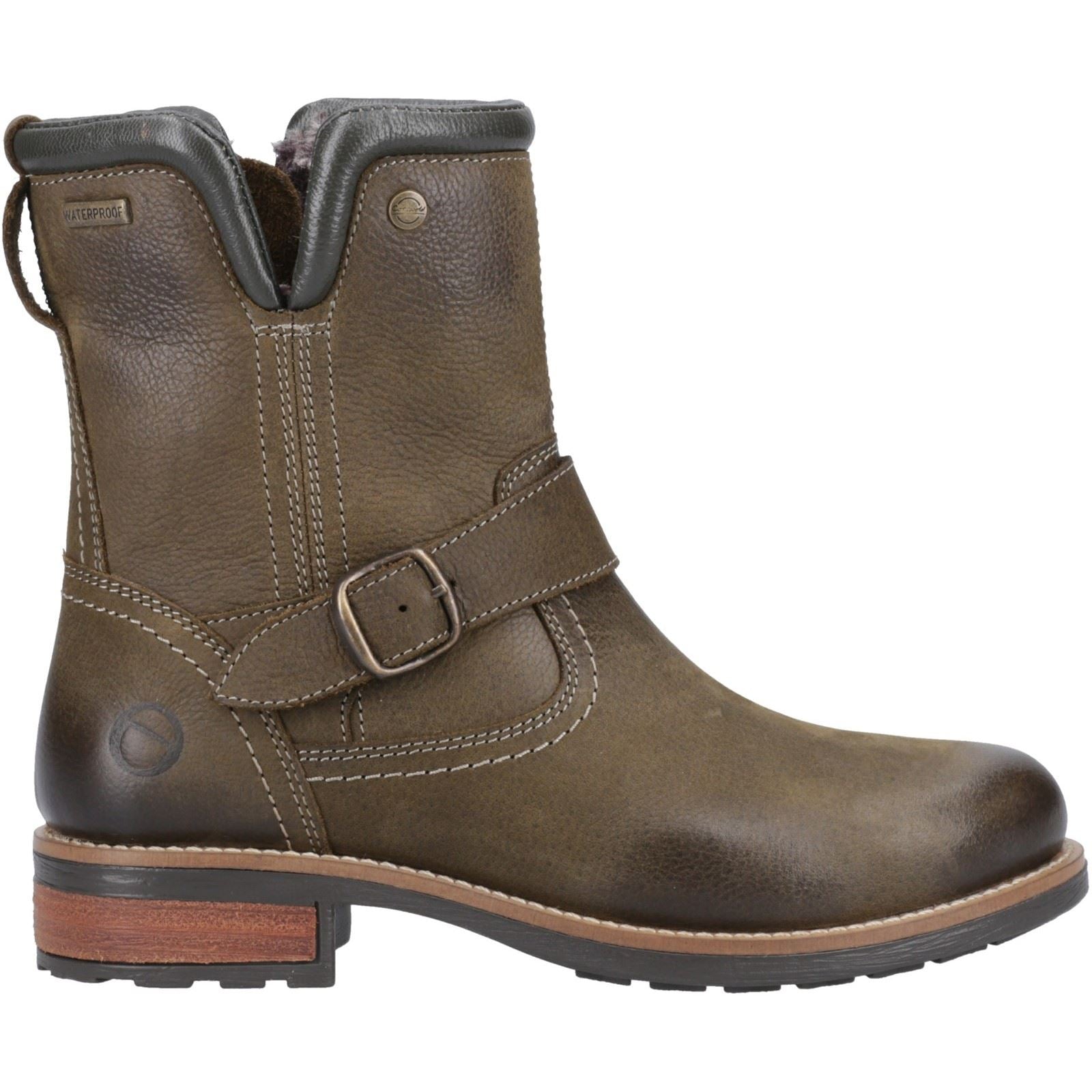 Cotswold Kinsham Bottes Mi-mollet D'hiver Pour Femme En Cuir Kaki