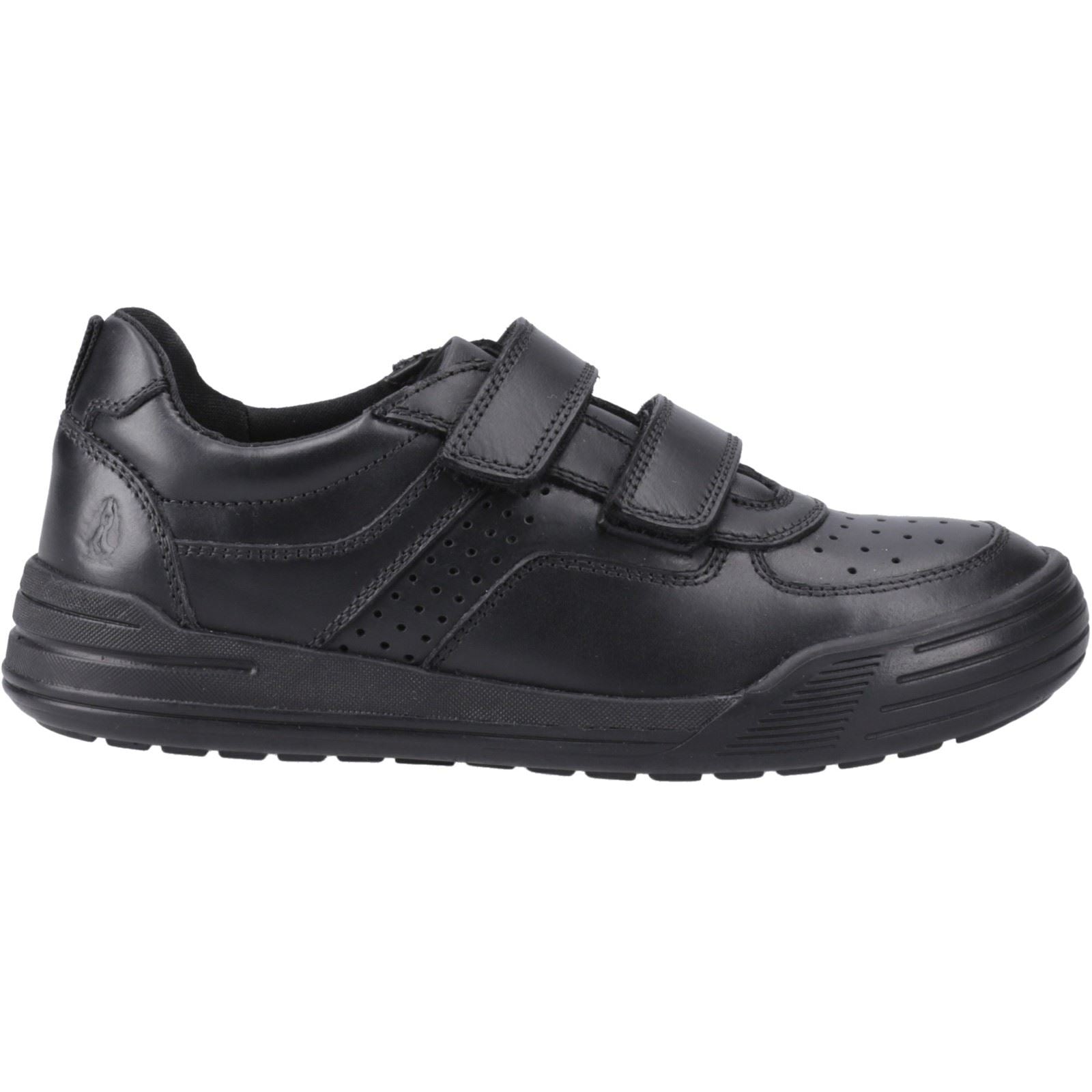Hush Puppies Sully Chaussures Noires Pour Garçons En Cuir.