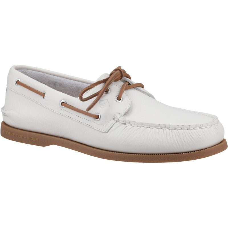 Sperry Authentic 2 Eye Chaussures Bateau Pour Hommes En Cuir Blanc/Gomme