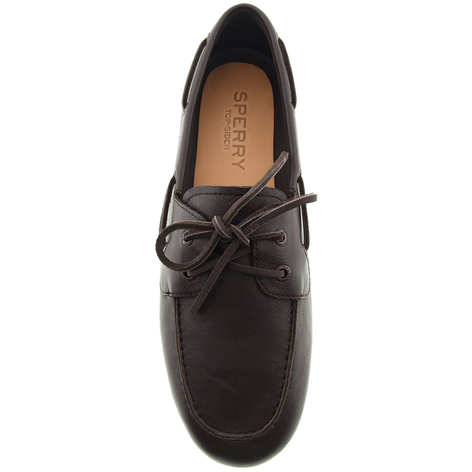 Sperry Slimboat Boat Chaussures De Bateau En Cuir Pour Hommes Marron Foncé