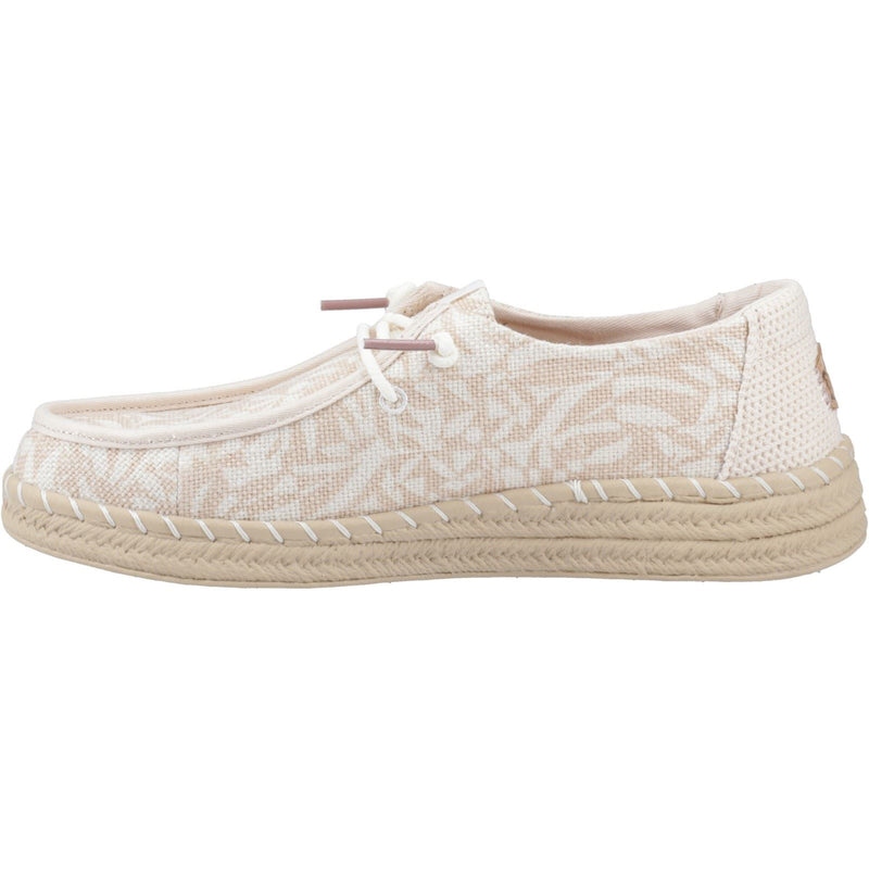 HEYDUDE Wendy Espadrille Retro Palm Espadrilles Pour Femmes En Mélange De Coton Rose Pâle/Blanc