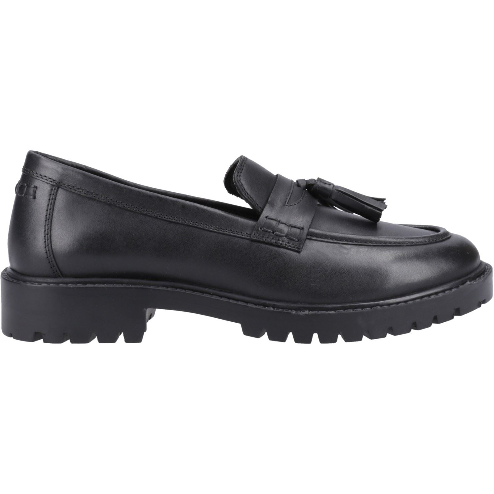 Hush Puppies Abigail Senior Chaussures Plates Noires Pour Filles En Cuir