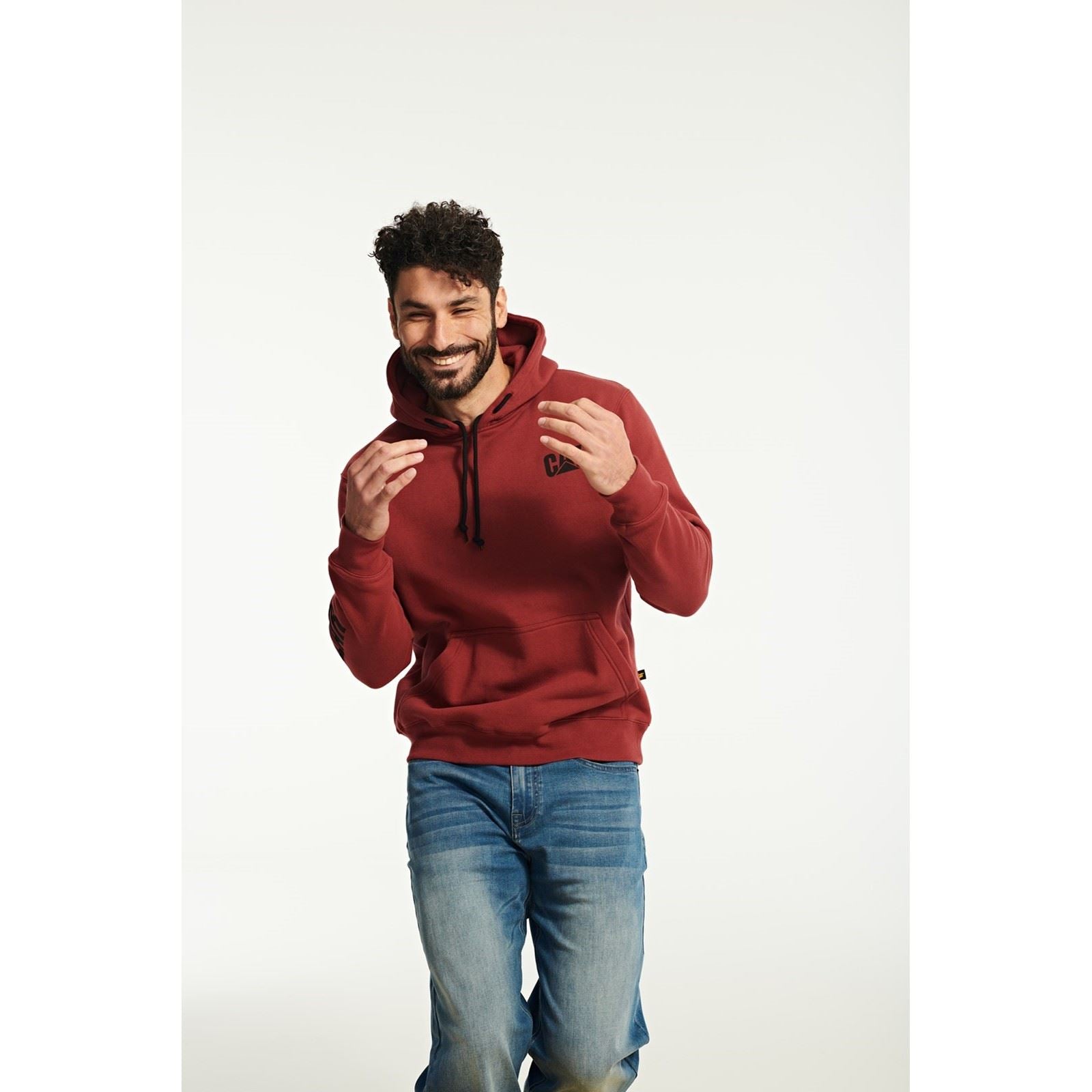 Caterpillar Trademark Banner Sweat À Capuche Rouge En Coton Pour Homme