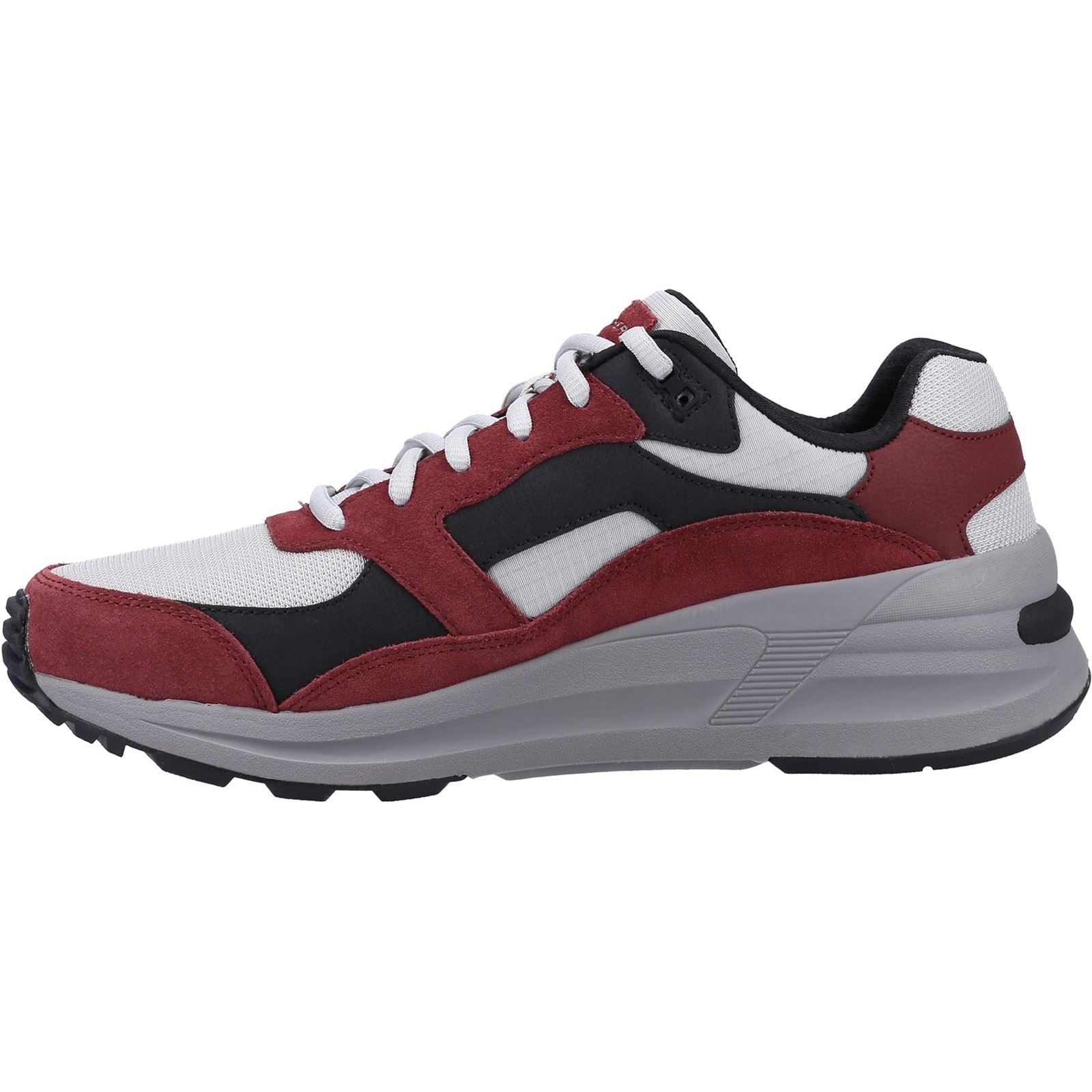 Skechers Global Jogger Baskets En Cuir Bordeaux Pour Hommes