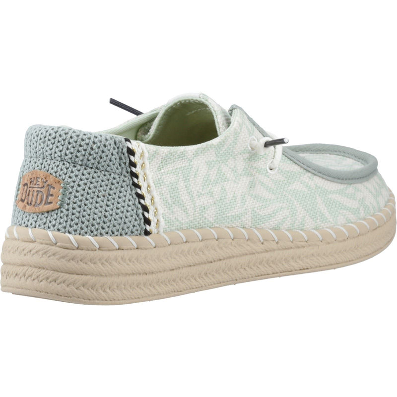 HEYDUDE Wendy Espadrille Retro Palm Espadrilles En Coton Mélangé Pour Femme En Vert Céladon/Blanc
