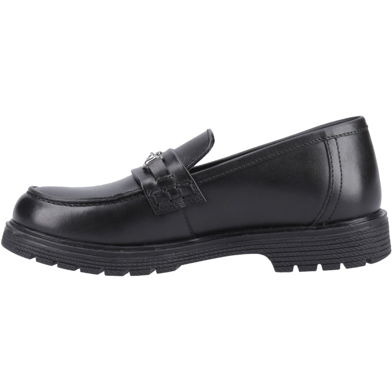 Hush Puppies Lydia Senior Chaussures Plates Noires Pour Filles En Cuir