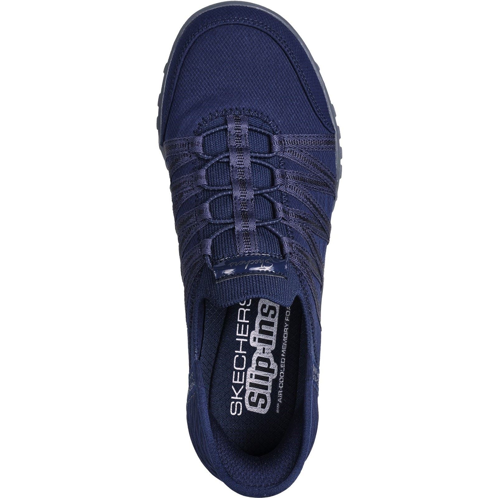 Skechers Breathe-Easy - Roll-With-Me Sneakers En Toile Pour Femmes De Couleur Marine