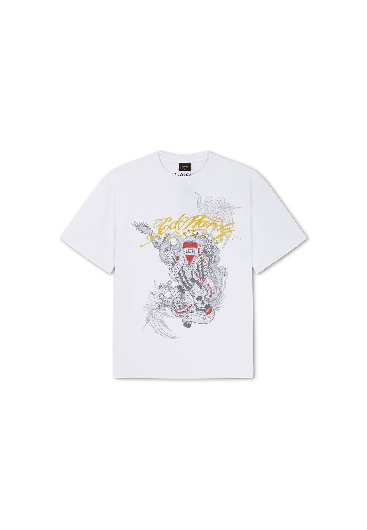 Ed Hardy Storming New York Graphic Relaxed T-Shirts Blancs Pour Hommes