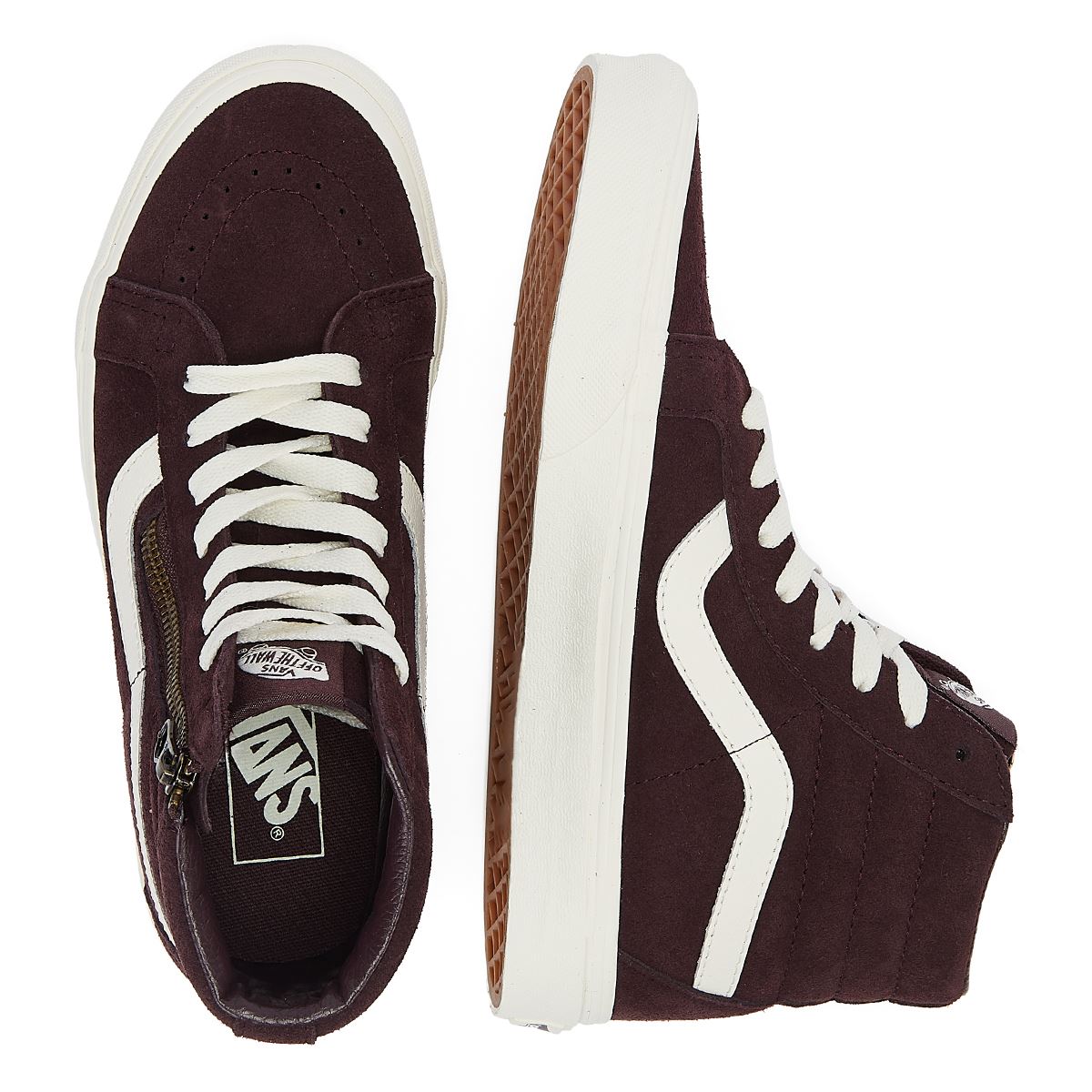 Vans Baskets Marron Pour Femmes Avec Fermeture Éclair Latérale Sk8-Hi