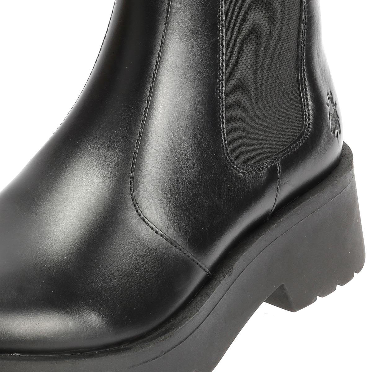 Fly London Medi Bottes En Cuir Noires Pour Femmes