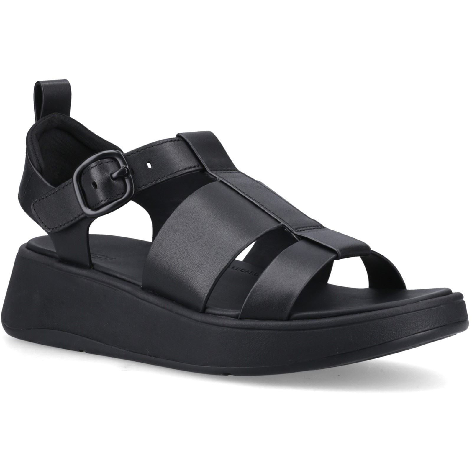 Fitflop F-Mode Fisherman Sandales En Cuir Pour Femmes Noires À Coupe Étroite