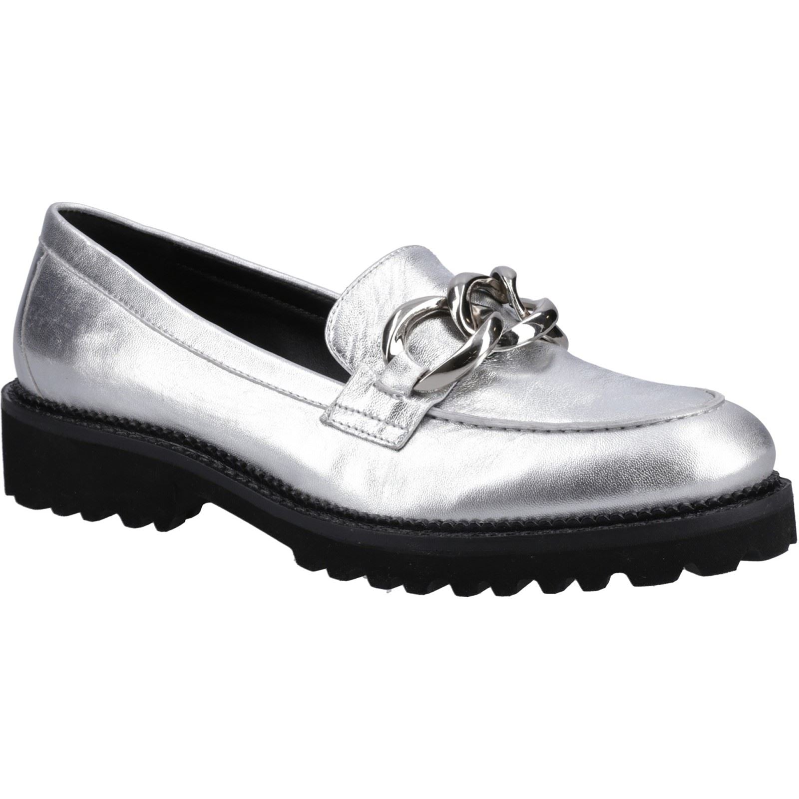 Hush Puppies Gianna Chaussures Plates Argentées Pour Femmes En Cuir