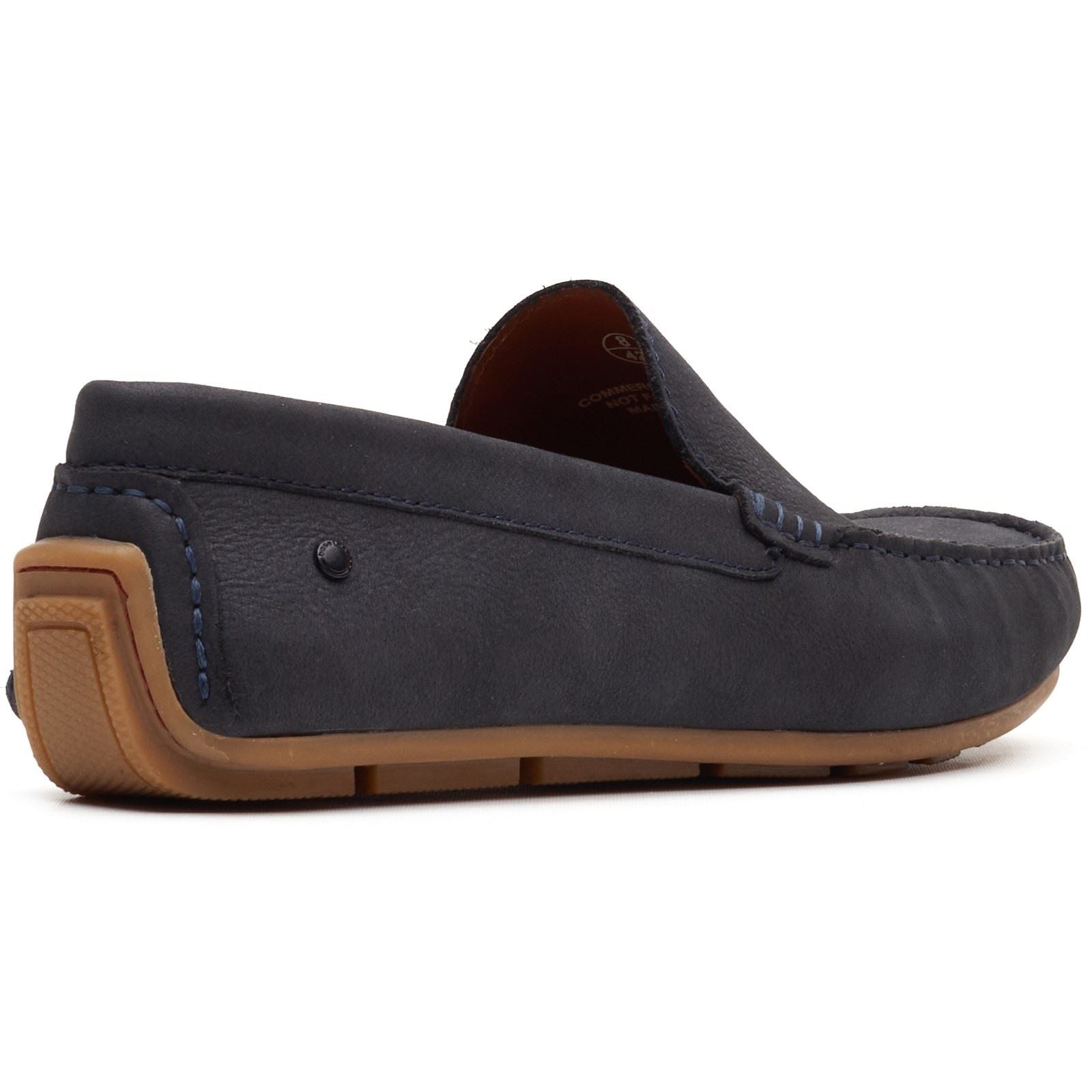 Base London Moss Driver Mocassins En Cuir Pour Hommes Bleu Marine
