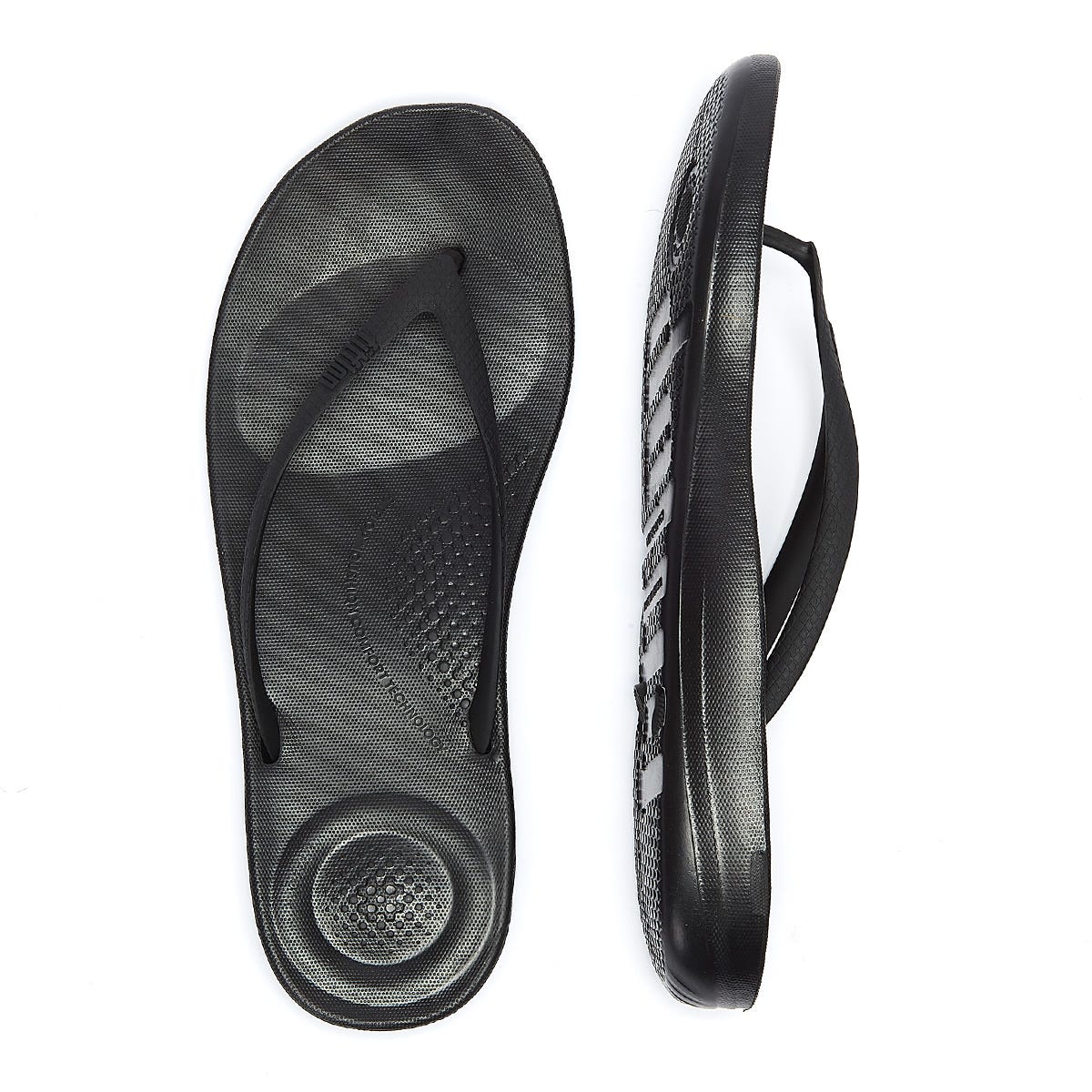 FitFlop Iqushion Tongs ergonomiques  pour femmes, entièrement noires
