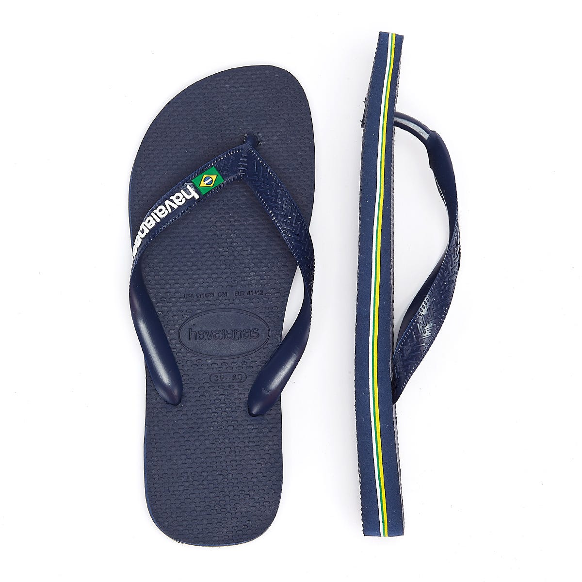 Tongs en caoutchouc bleu marine avec logo Havaianas Brasil