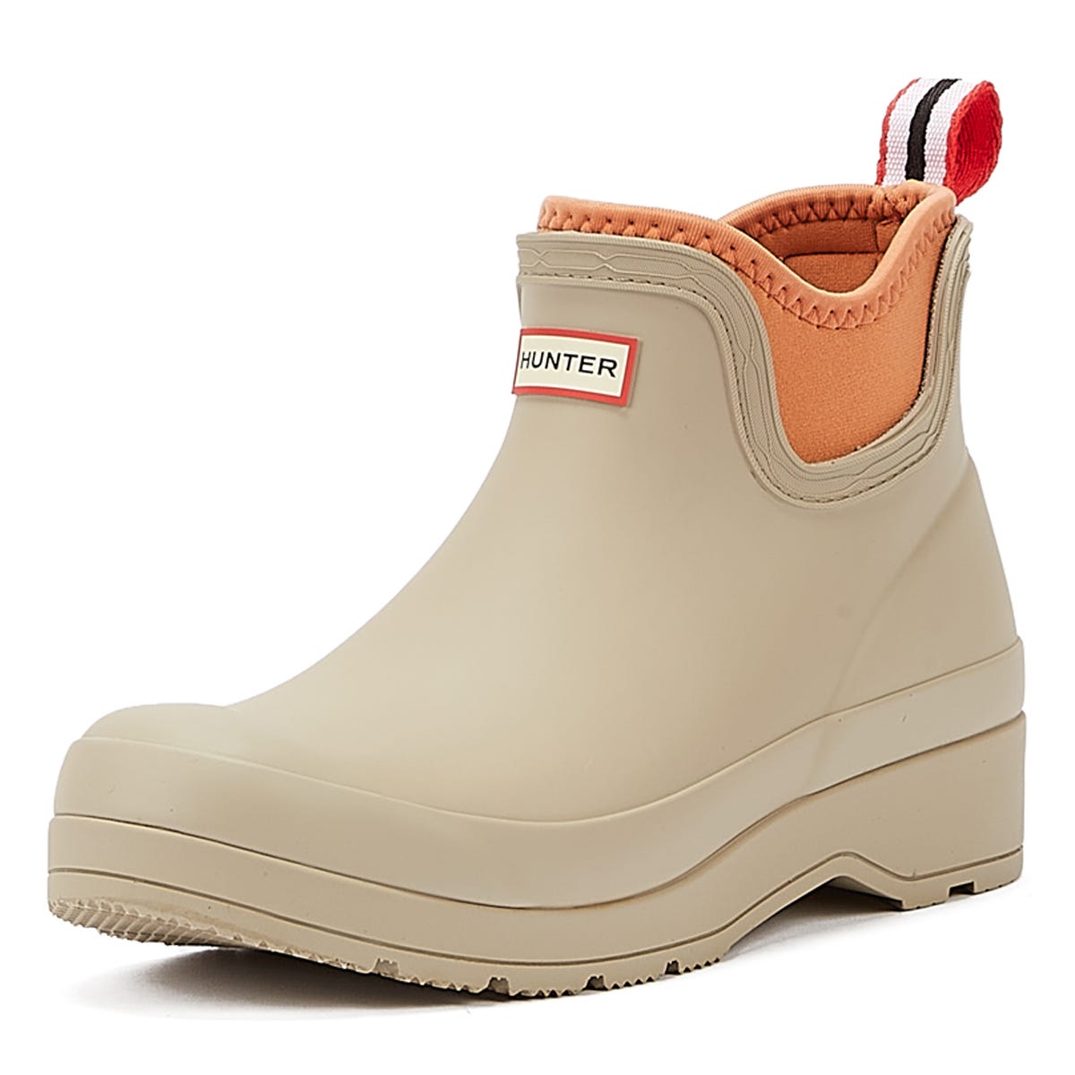 Hunter Play Chelsea Synthetic Womens Stone/Coral Boots