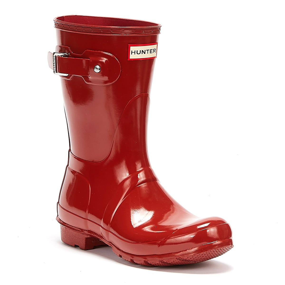 Hunter Original Gloss Short Bottes en caoutchouc rouges militaires pour femmes