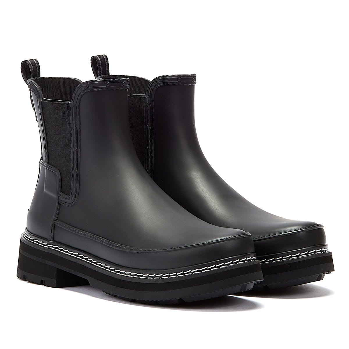 Hunter Chelsea Stitch Detail Womens Black Boots