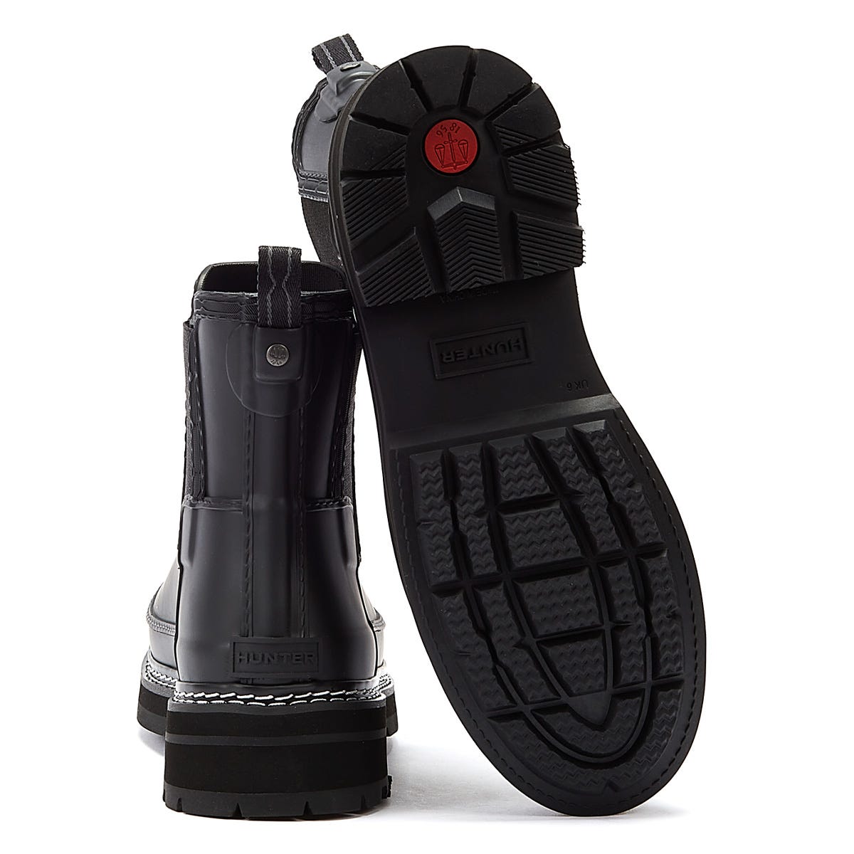 Hunter Chelsea Stitch Detail Womens Black Boots