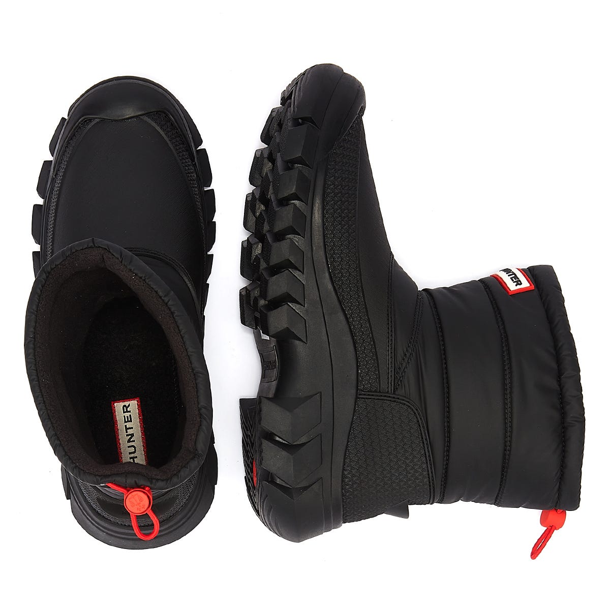Hunter Intrepid Short Snow Womens Bottes en cuir noir