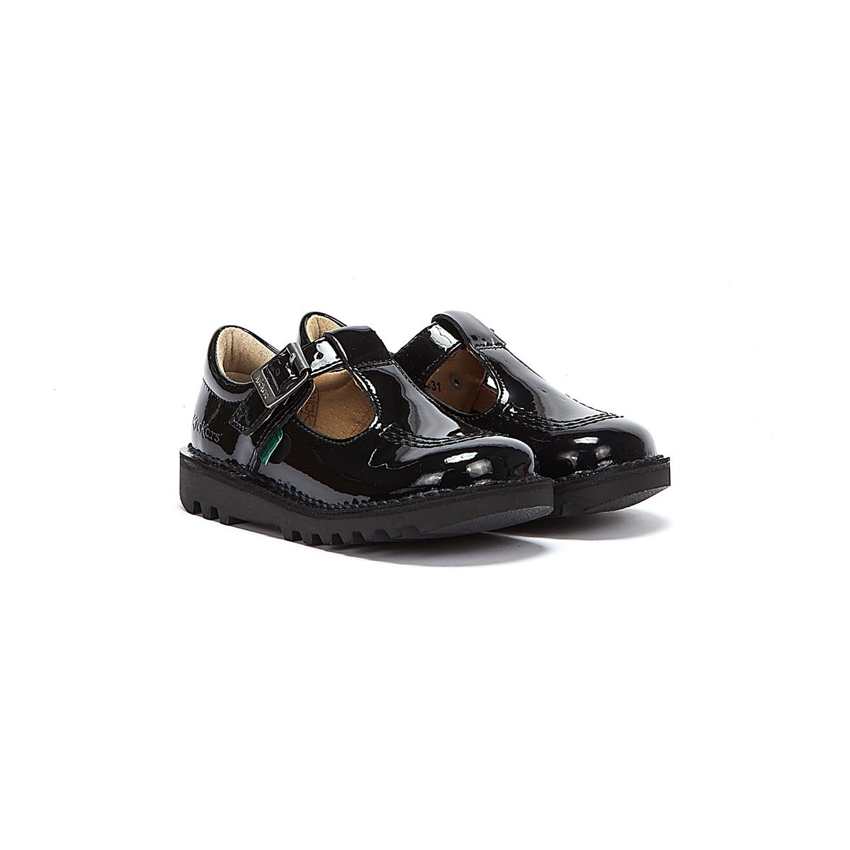 Chaussures en cuir verni Kickers Infant Black Kick T Bar