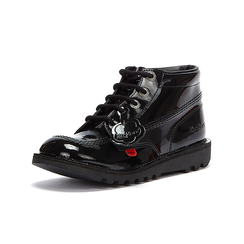 Kickers Youth Kick Hi Black Patent