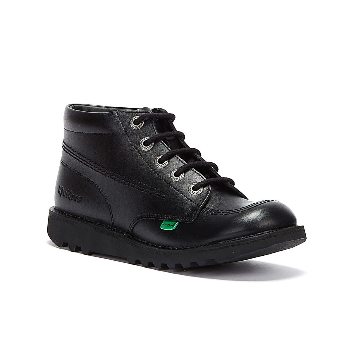 Kickers Kick Hi Bottes pour les jeunes d'école en cuir noir