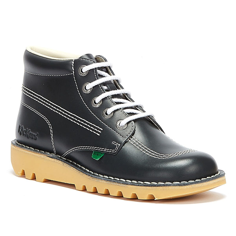 Kickers Bottes En Cuir Bleu Marine/Naturel Kick Hi Core Pour Hommes