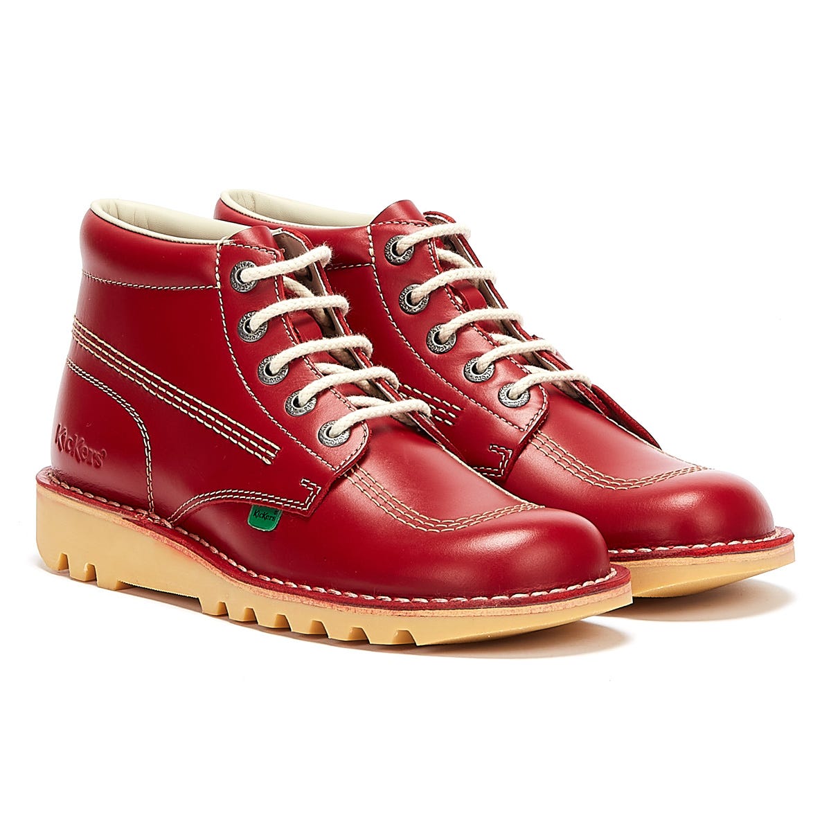 Kickers Kick Hi Bottes En Cuir Rouge Pour Homme