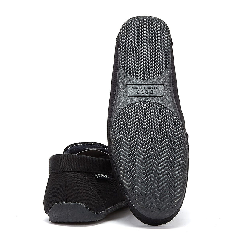 Ralph Lauren Declan Twill Bear Mens Black Slippers
