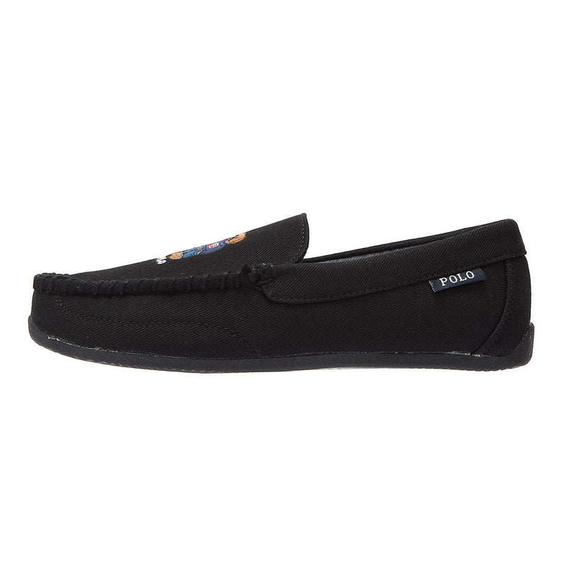 Ralph Lauren Declan Twill Bear Mens Black Slippers