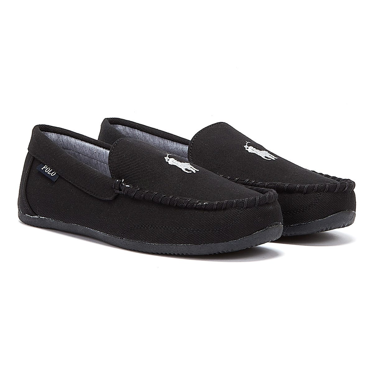 Ralph Lauren Declan Twill Mens Black / Grey Slippers