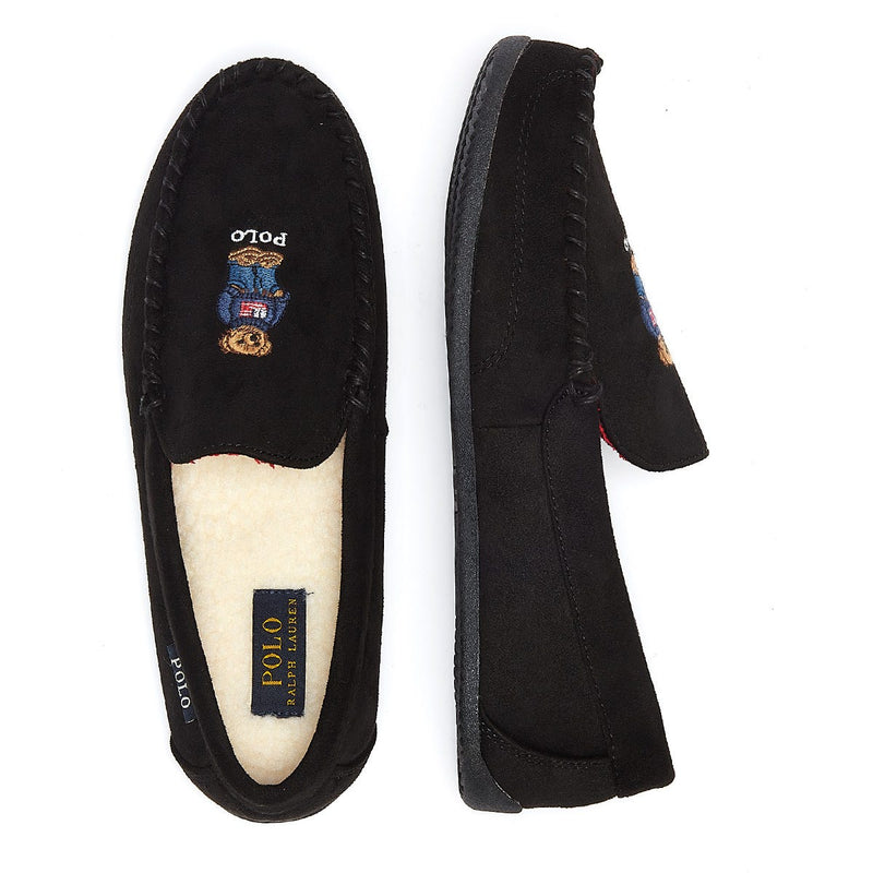 Ralph Lauren Declan Bear Mens Black Slippers