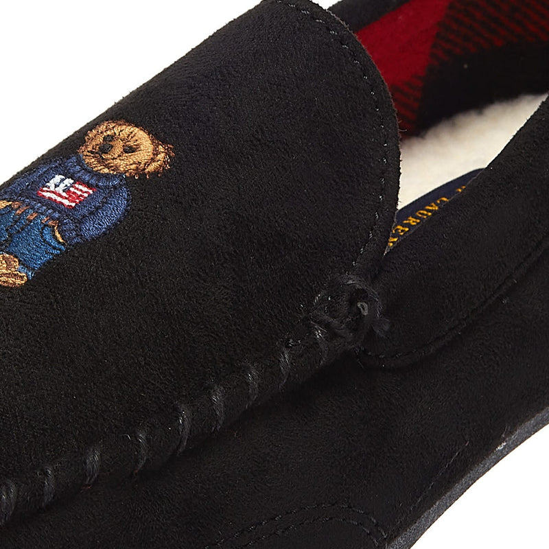 Ralph Lauren Declan Bear Mens Black Slippers