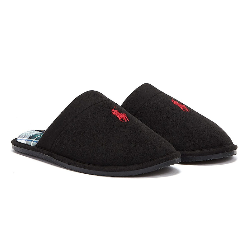 Ralph Lauren Kalrence Microsuede Mens Black Slippers