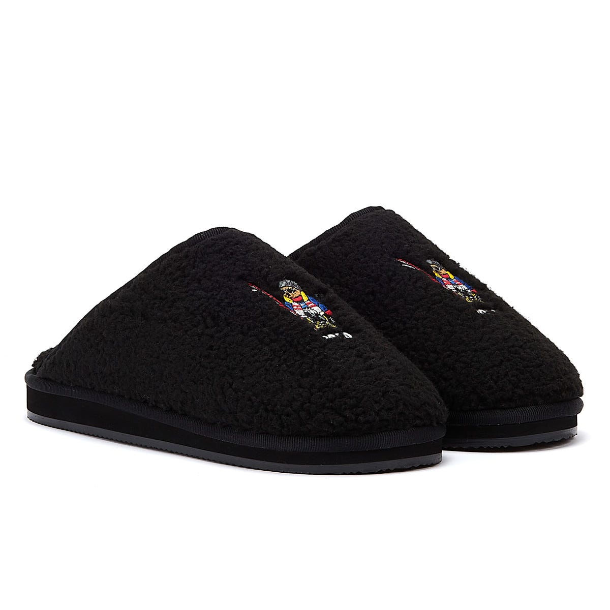 Ralph Lauren Kayleigh Scuff II Bear Womens Black Slippers