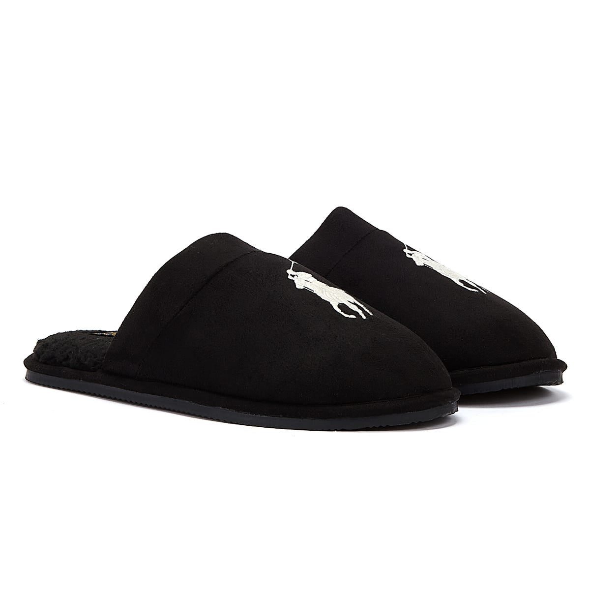 Ralph Lauren Klarence Big PP Mens Black/Cream Slippers