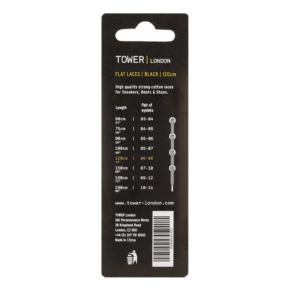 Tower London Lacets plats noirs (120cm)