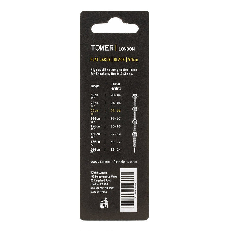 TOWER London Lacets plats noirs (90cm)