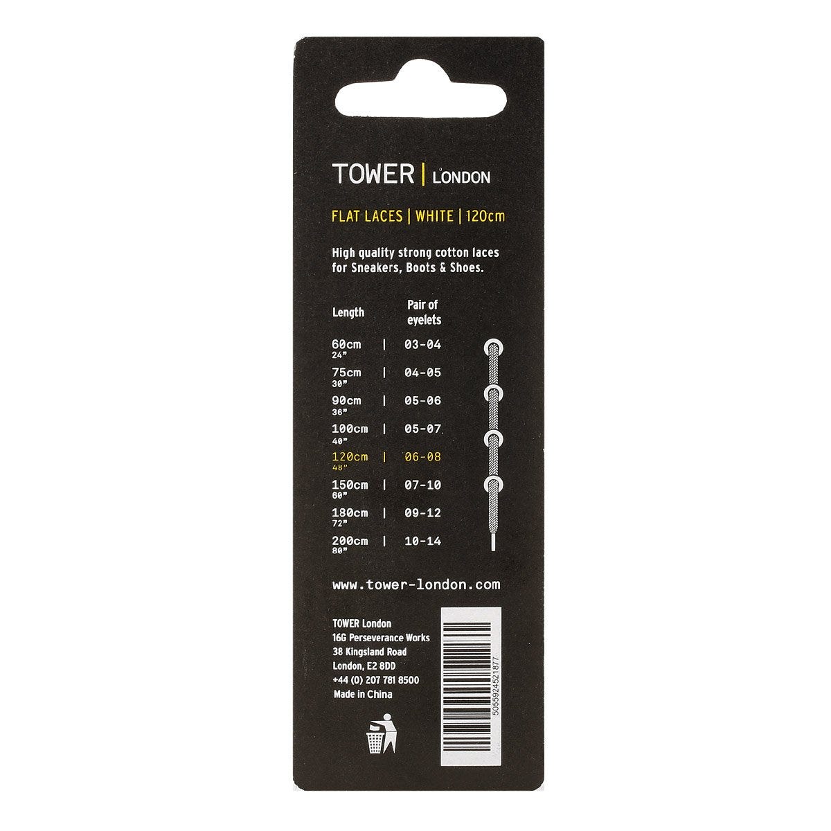 Tower London Lacets plats blancs (120cm)
