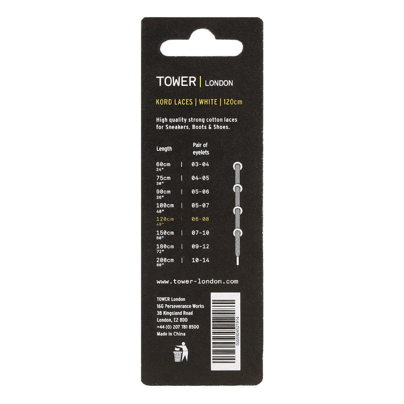 TOWER London Lacets Kord blancs (120cm)